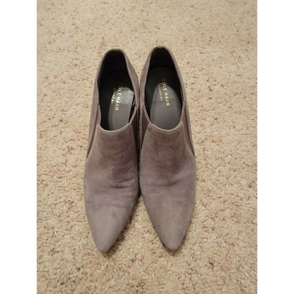 COLE HAAN GRAND OS Stiletto Ankle Boot Booties Gray Suede Leather Size 8B - Picture 1 of 7